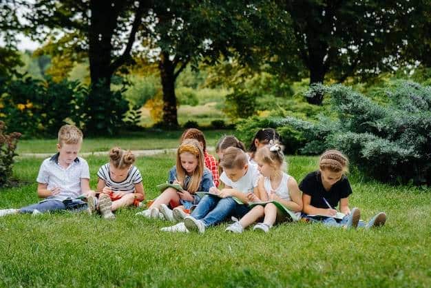 kids learning in park